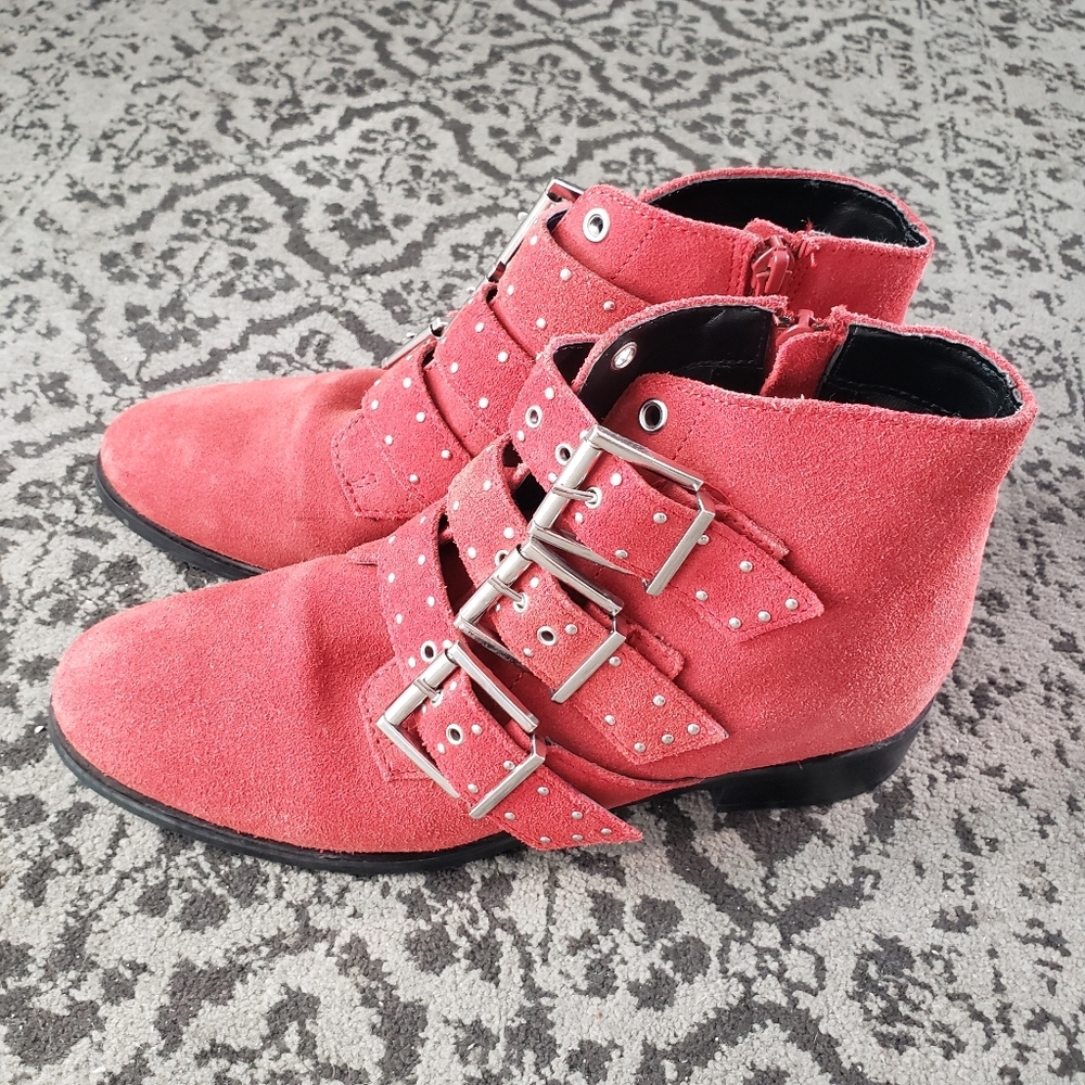 Topshop Krown Suede Leather Triple Buck Boots